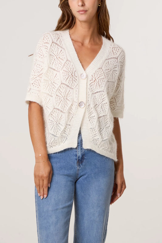 Merrell Pointelle Short Sleeve Cardigan