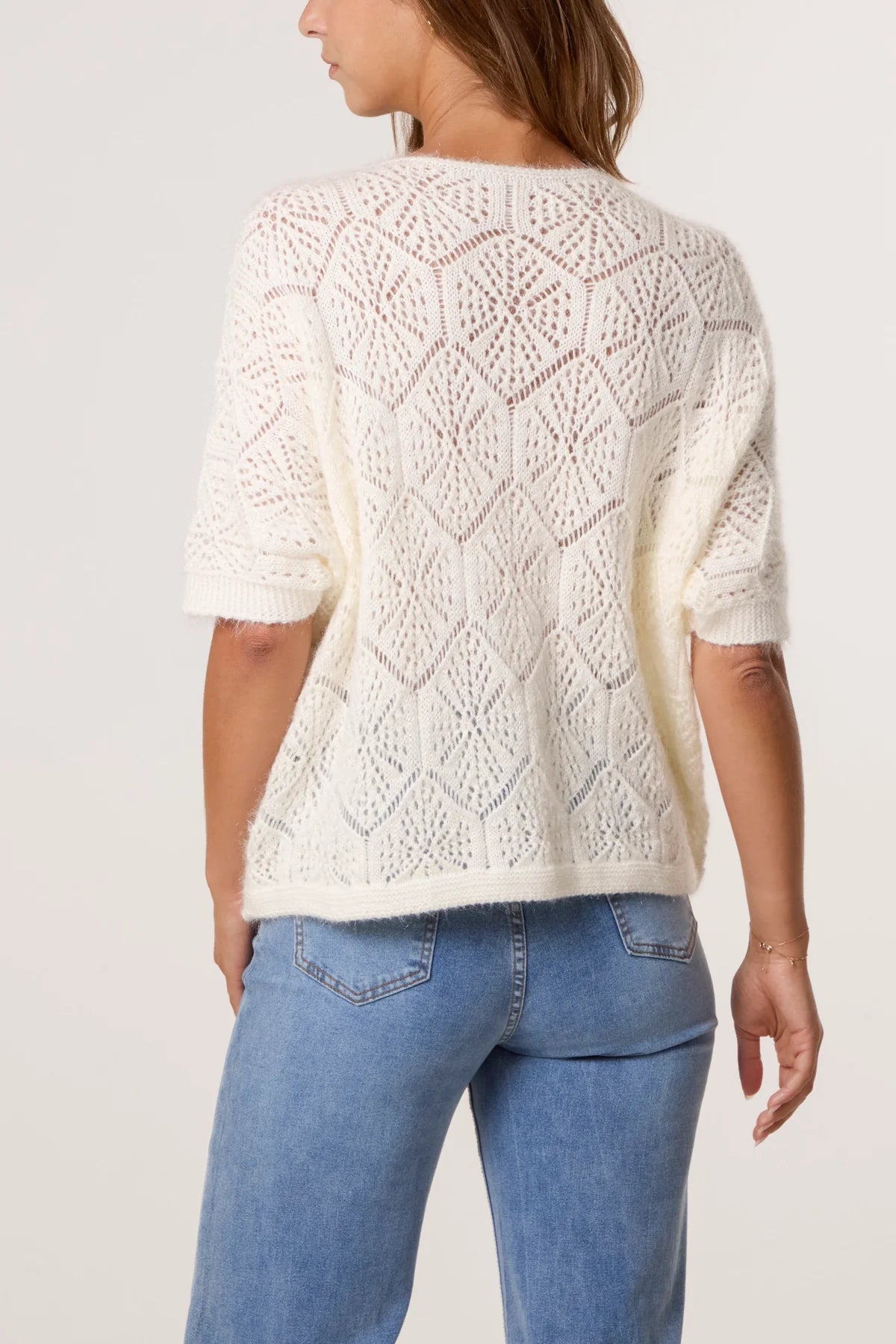 Merrell Pointelle Short Sleeve Cardigan