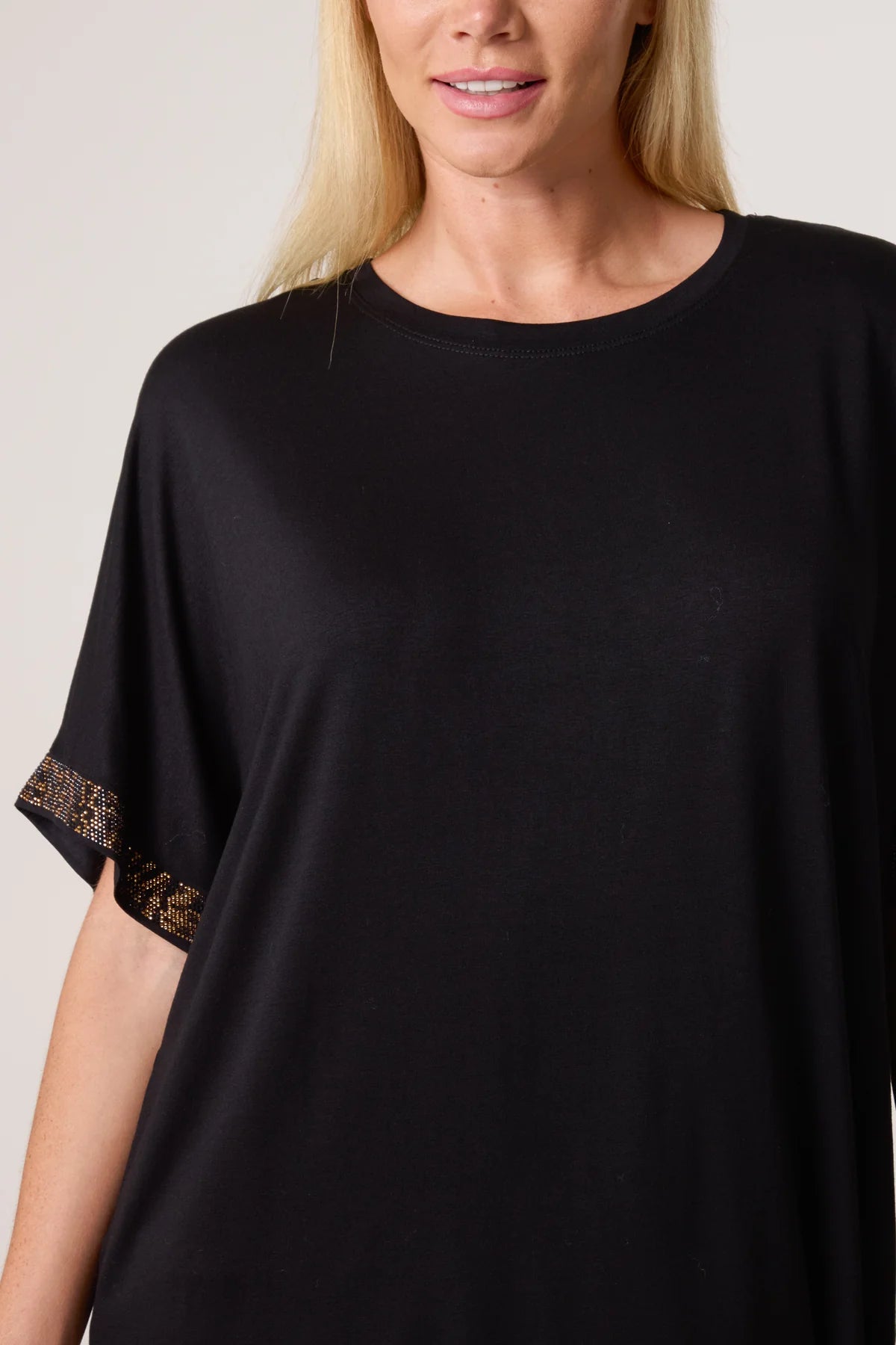 Leisha Leopard Diamante Sleeve T-shirt