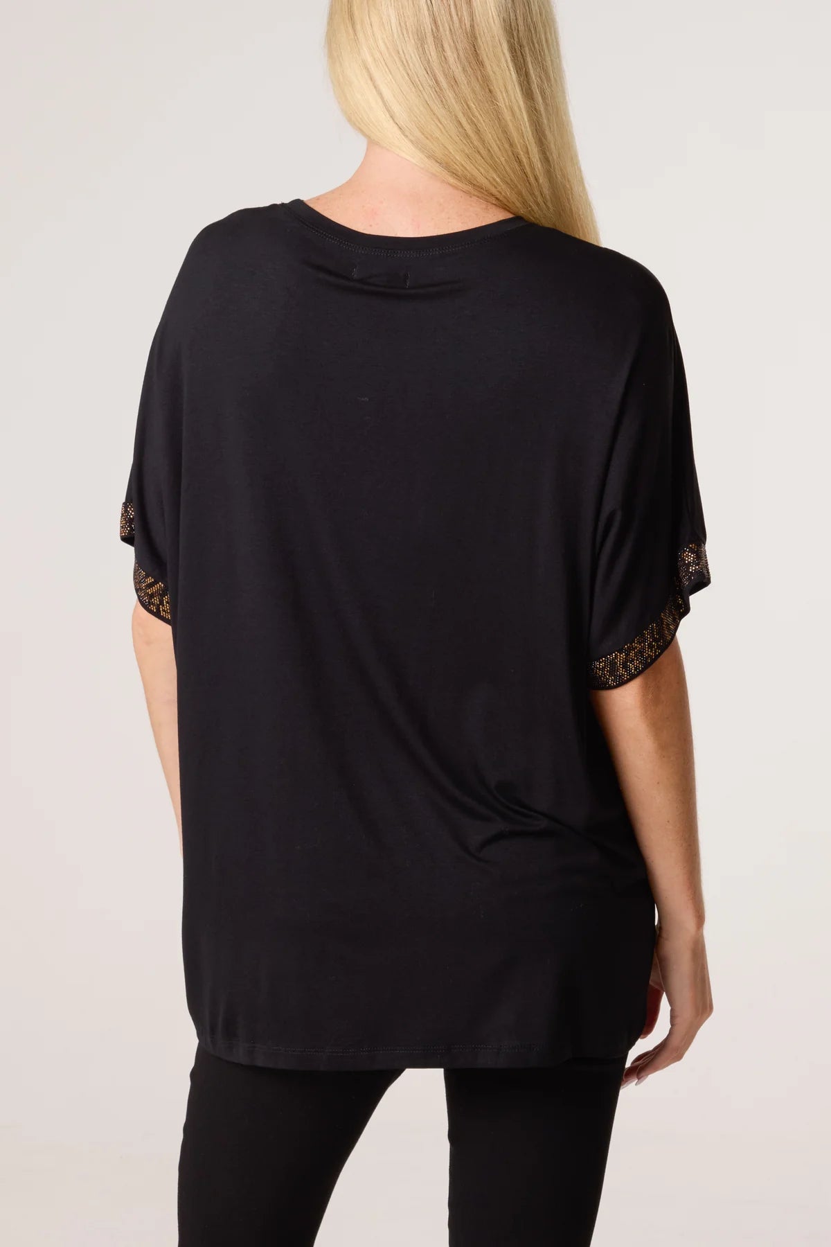 Leisha Leopard Diamante Sleeve T-shirt