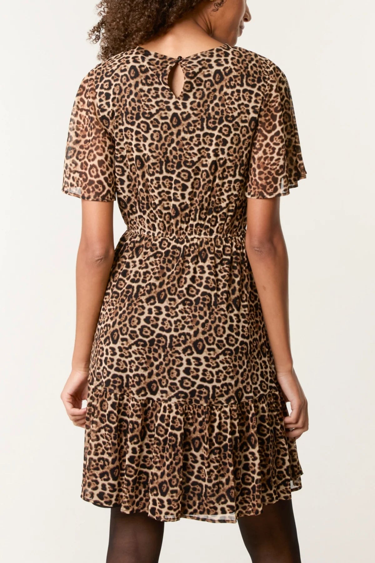 Ailsa Animal Print Flutter Sleeve Dress