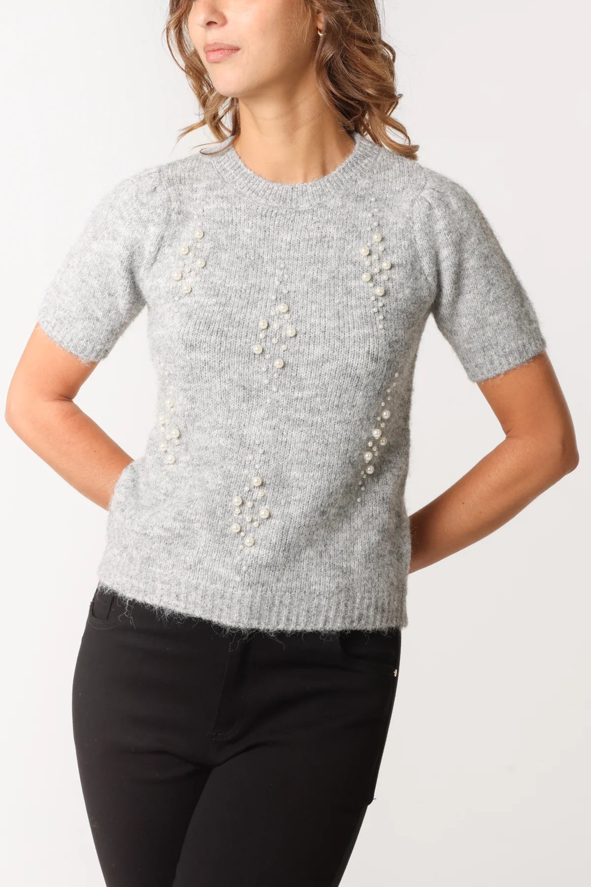 Simone Short Sleeve Embellished Jumper