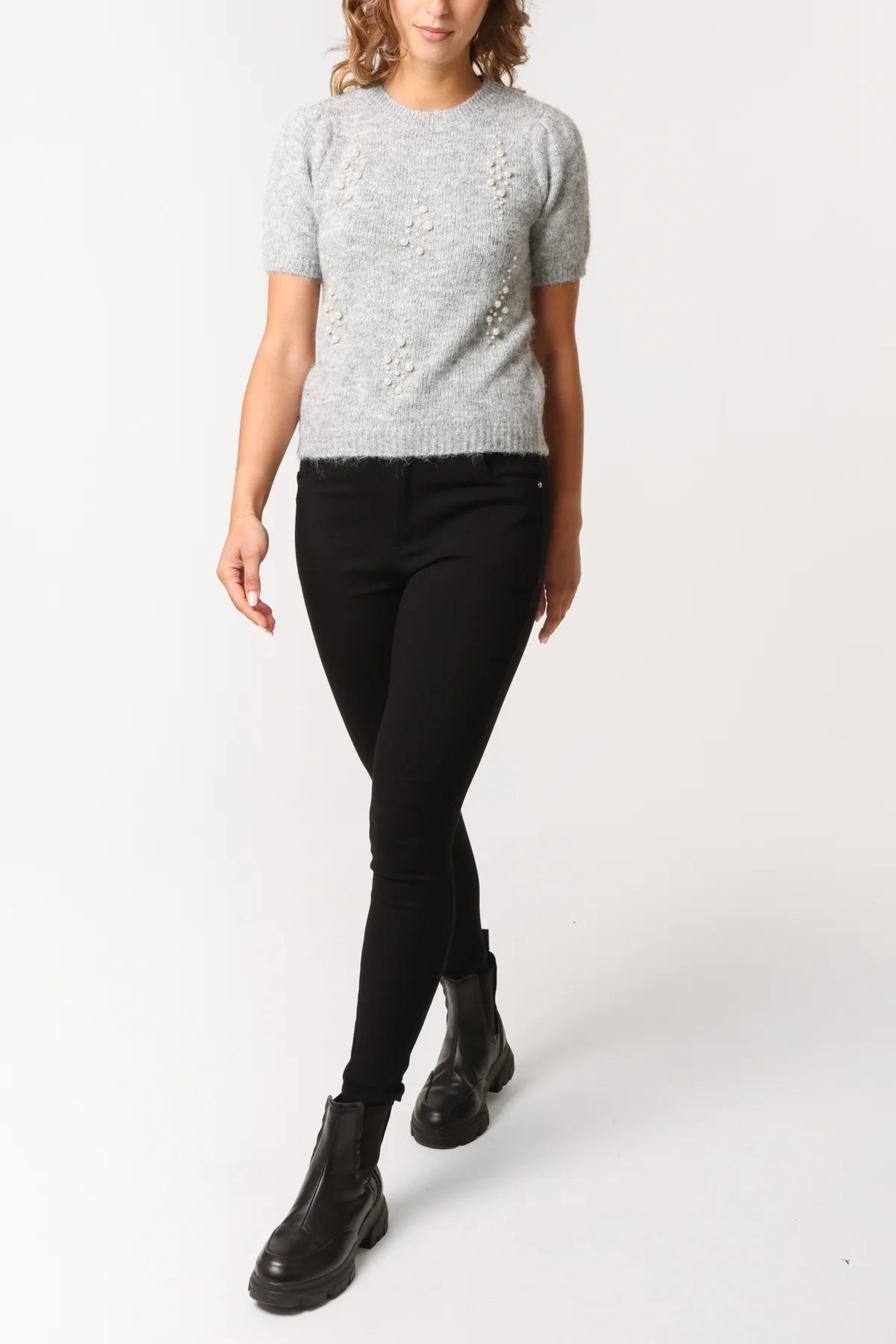 Simone Short Sleeve Embellished Jumper