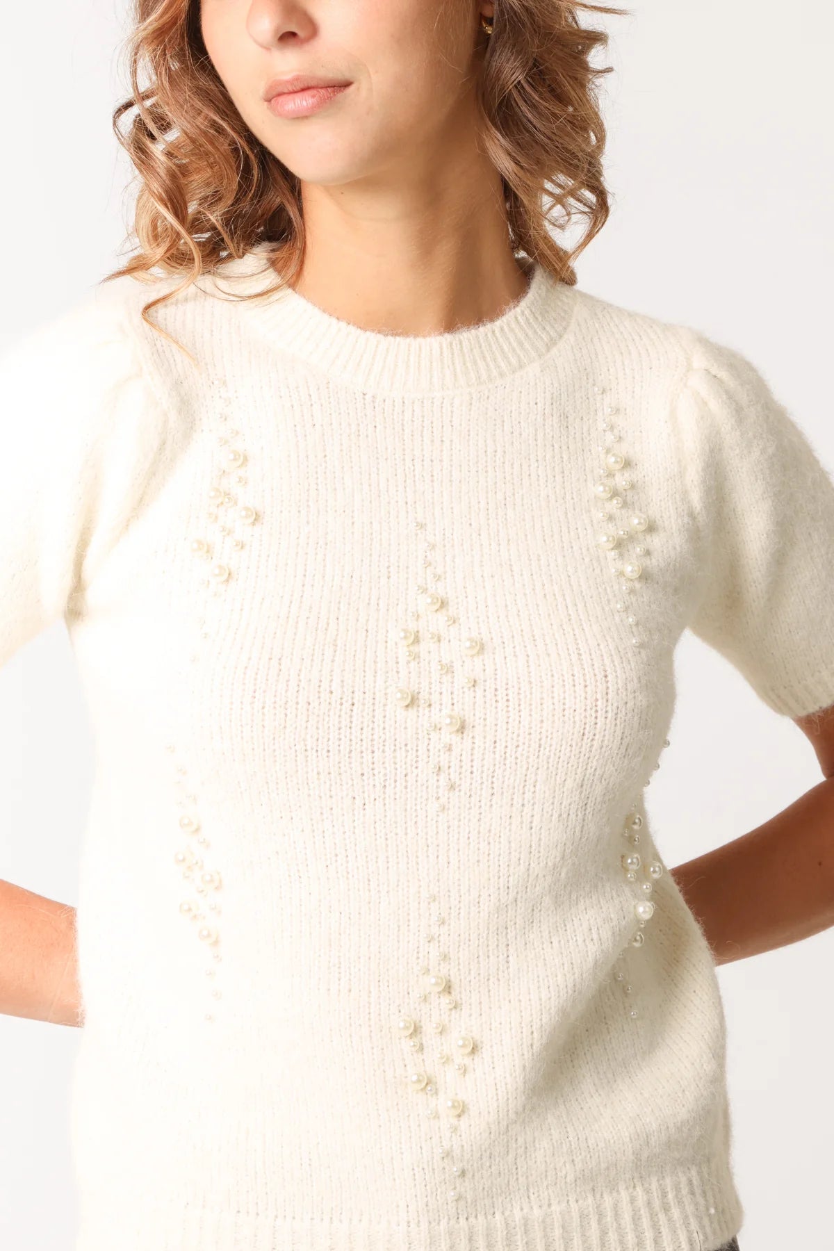 Simone Short Sleeve Embellished Jumper