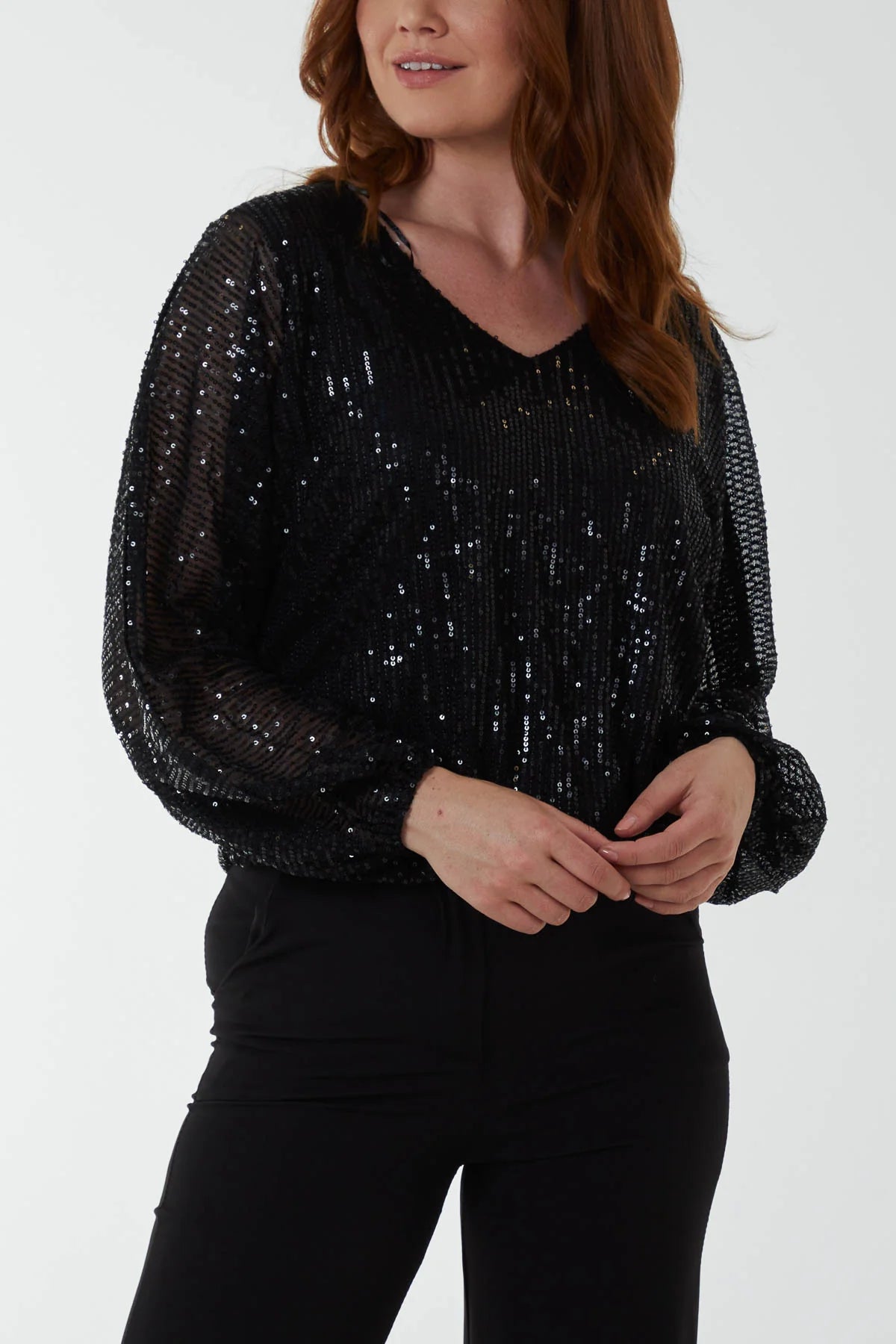 Katie Sequin V-neck Blouse