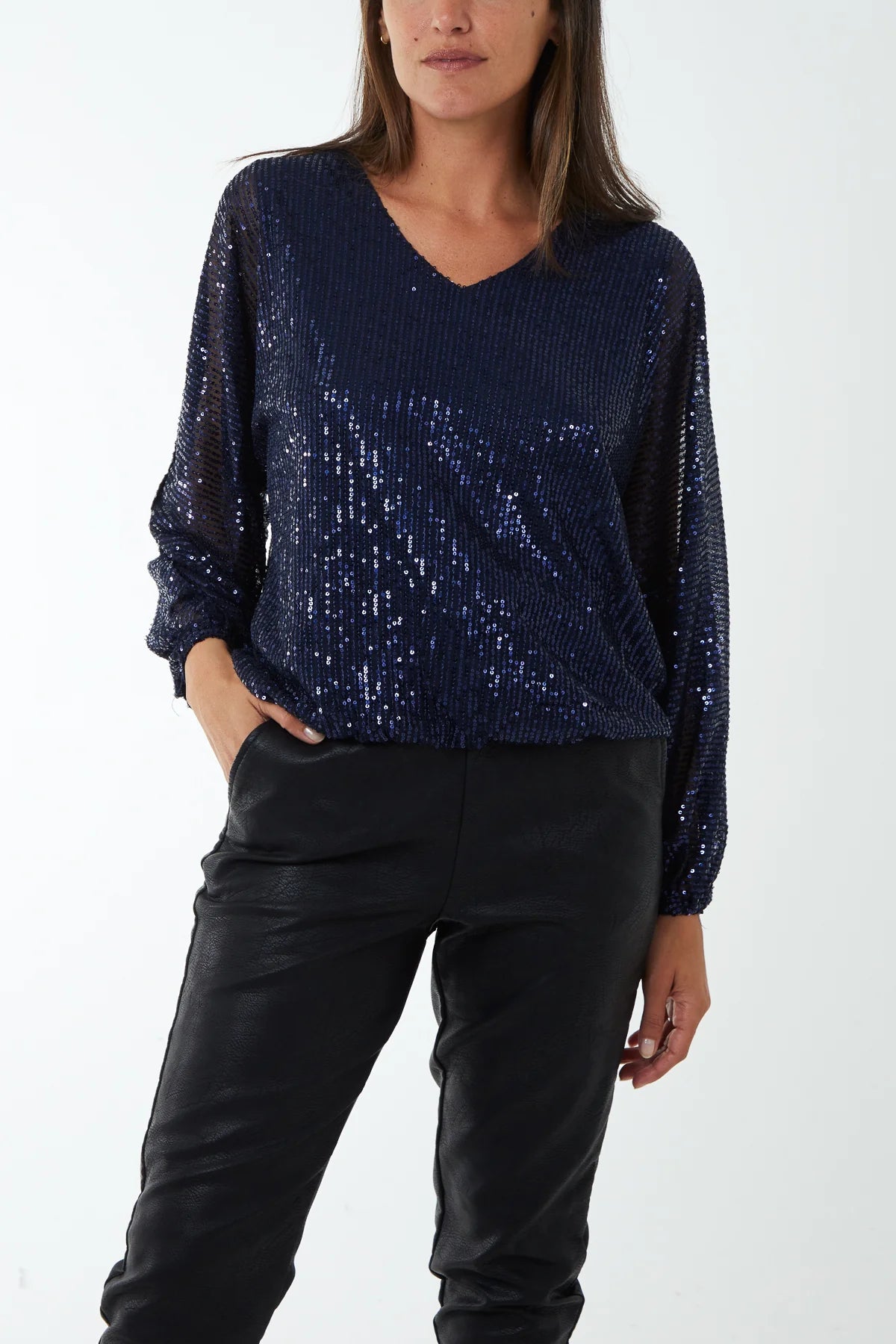 Katie Sequin V-neck Blouse