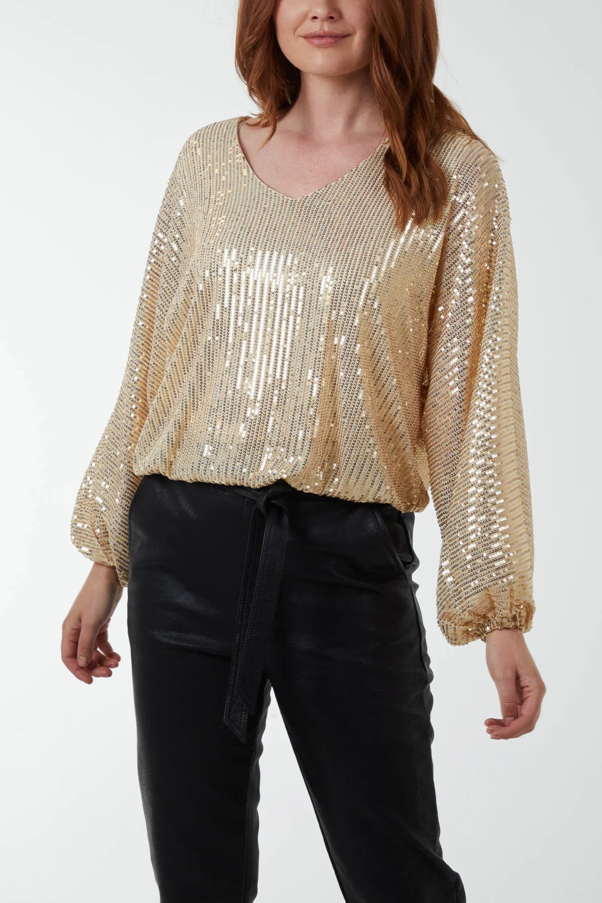 Katie Sequin V-neck Blouse