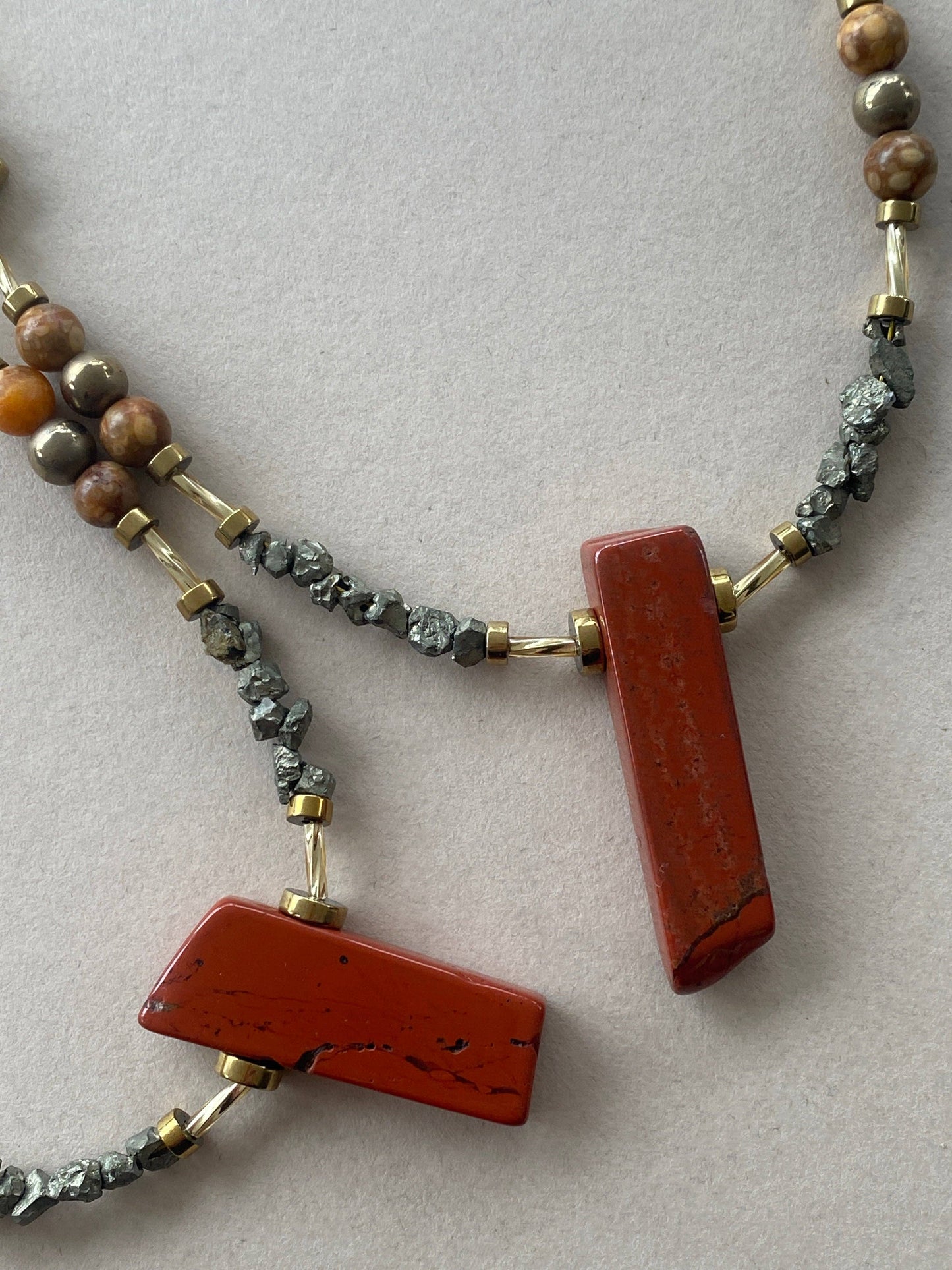 Gist - Red Jasper, Maifan, & Nugget Necklace BDL08