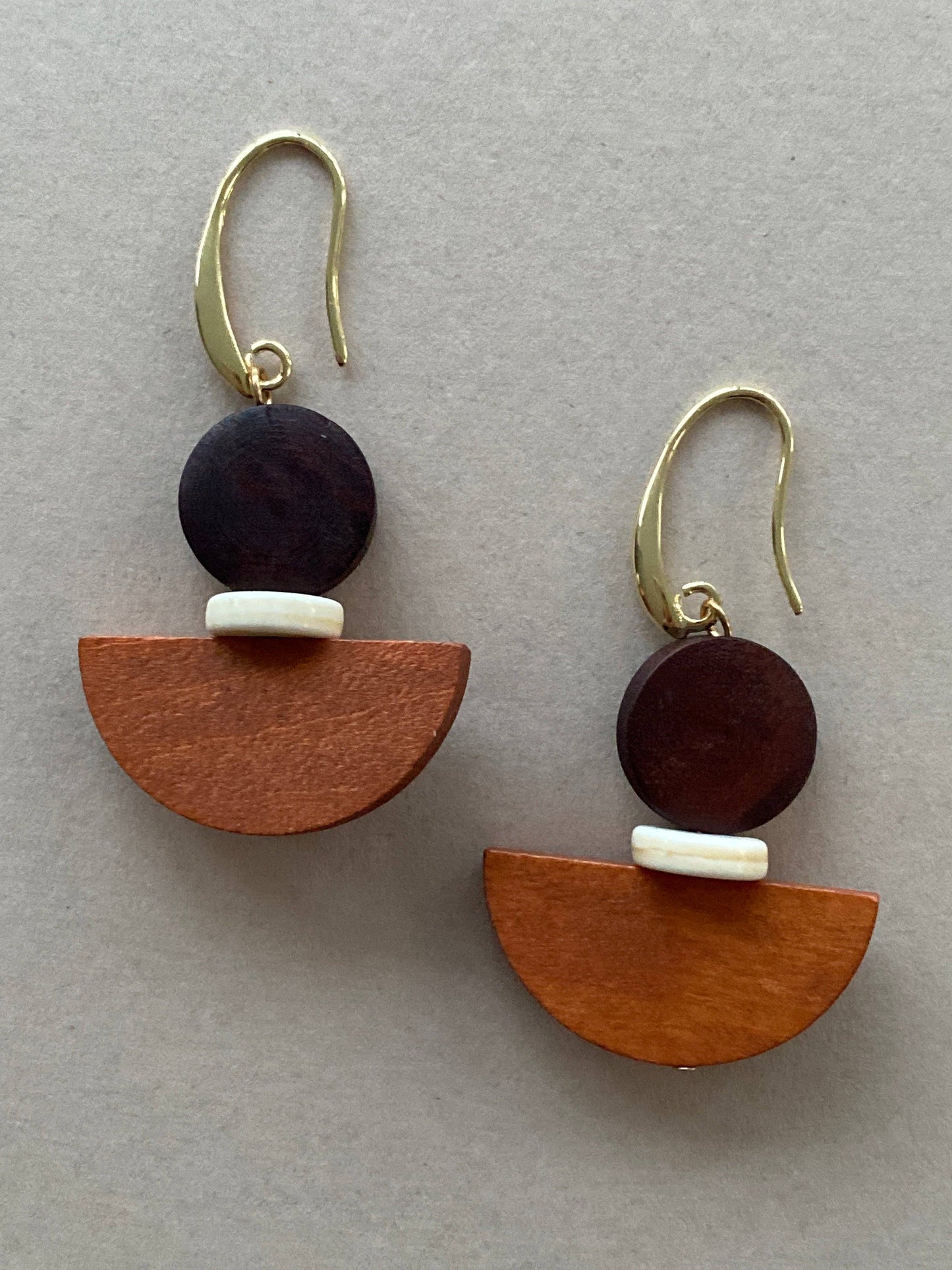 Gist - Chocolate Orange Wooden drop earrings BDLE07