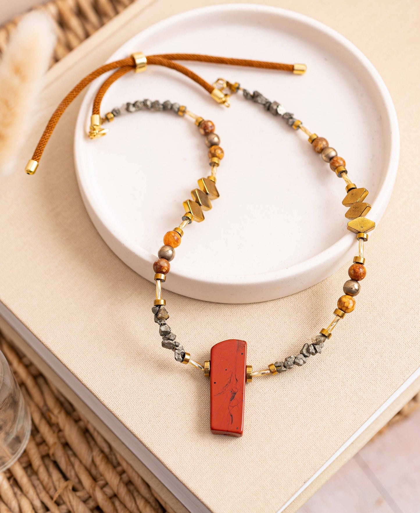 Gist - Red Jasper, Maifan, & Nugget Necklace BDL08