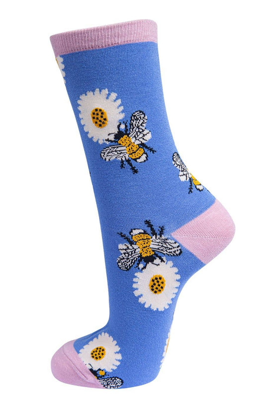 Womens Bamboo Bee Socks Sunflower Bumblebee Ankle Socks